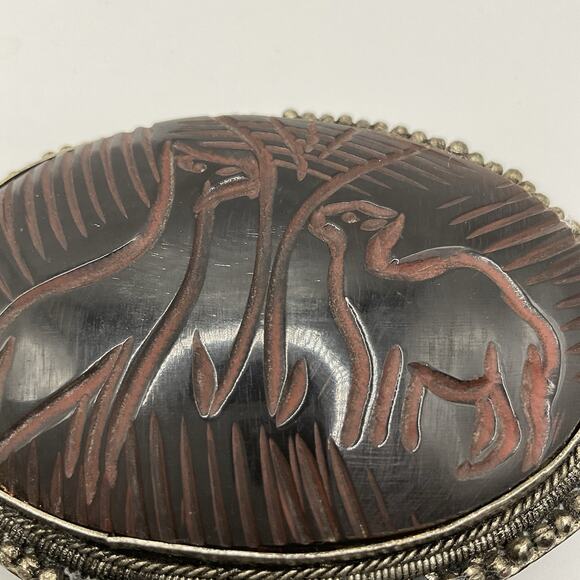 Vintage Hand Carved Deer Brooch C Clasp Horn (?) Large 3 x 2.5 in Pin African - Picture 6 of 6